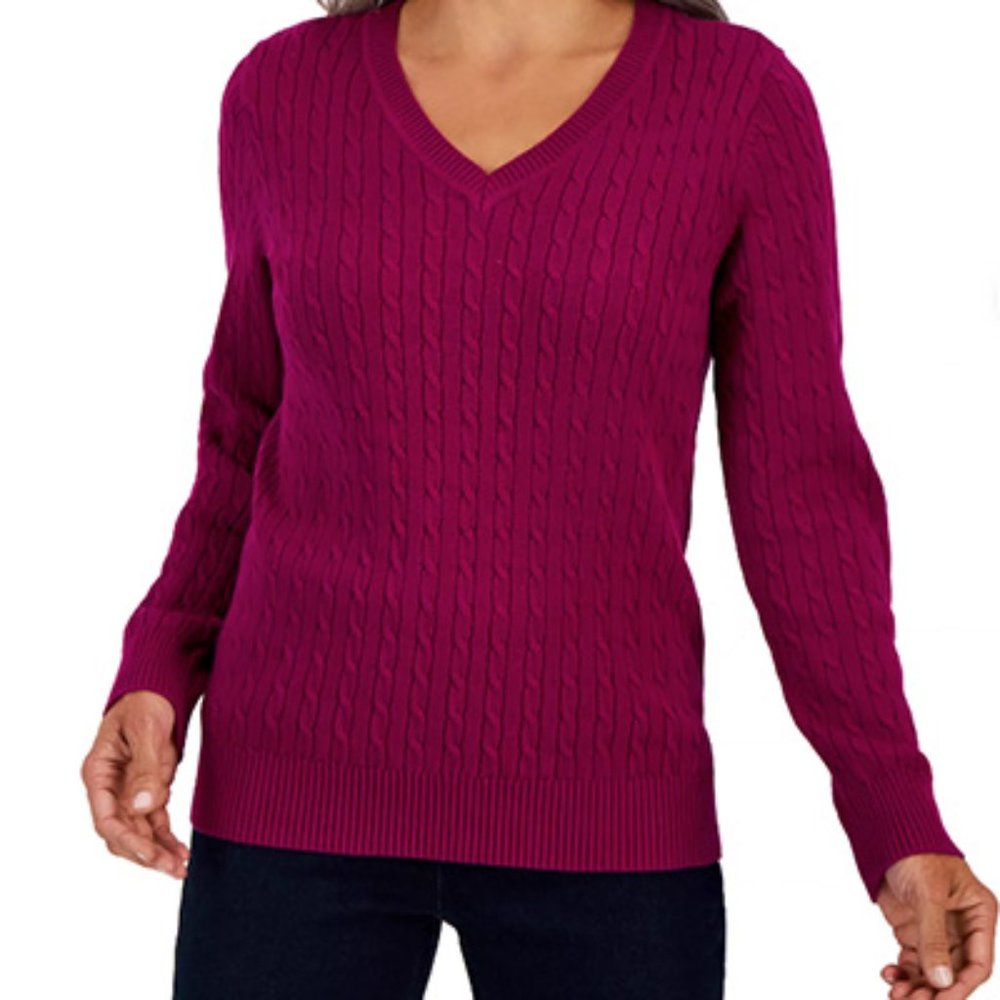 Karen Scott Petite Cable-Knit Sweater Women Petite Medium